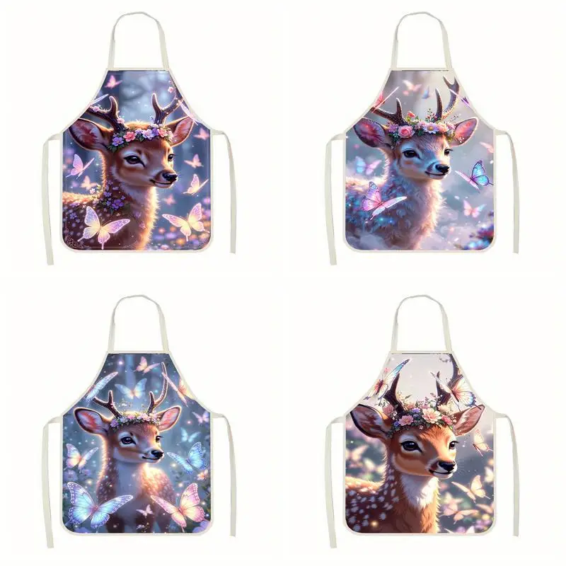 

Льняной фартук с изображением фей и бабочек, подходит для приготовления пищи на кухне, общения родителей и детей, рисования и других мероприятий.