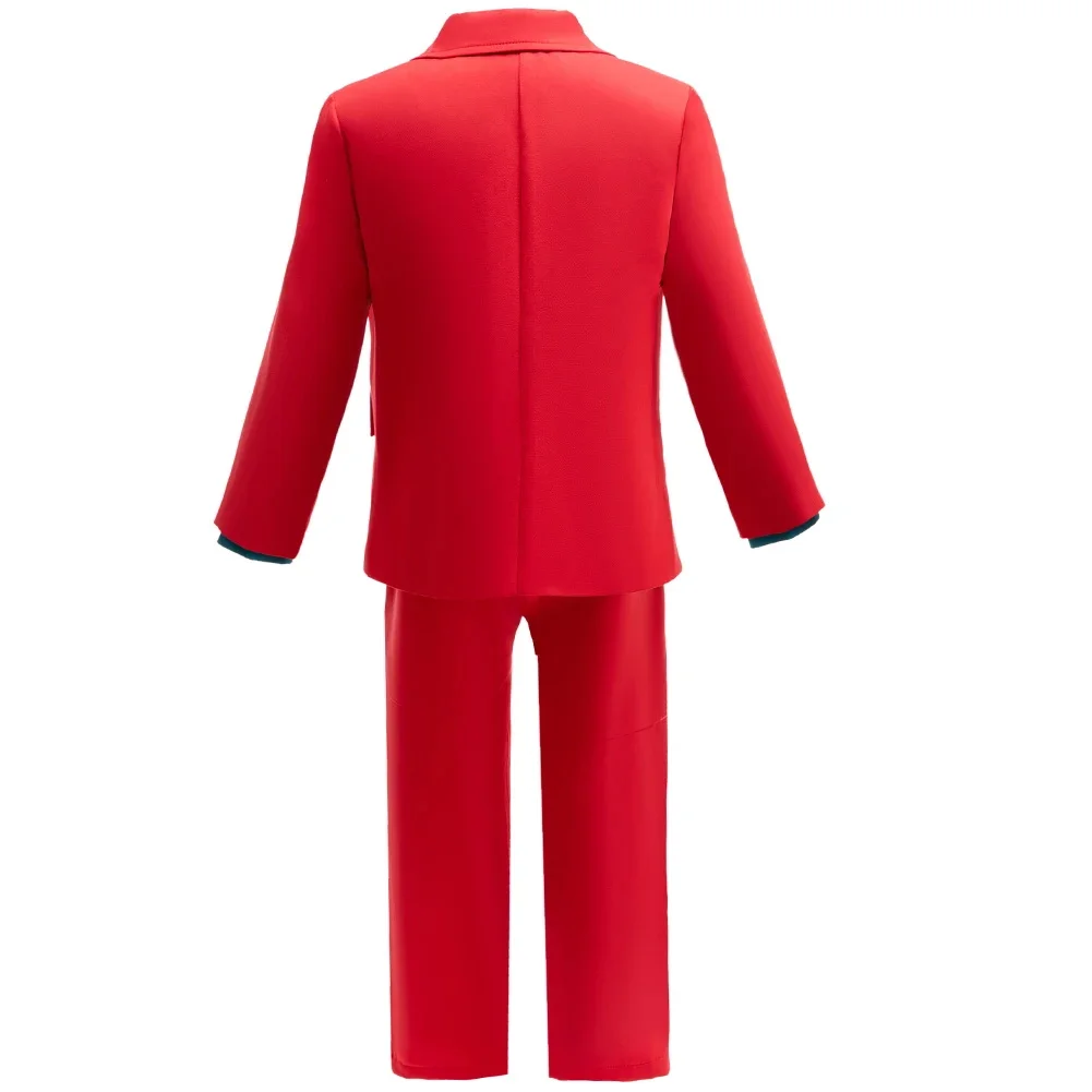 Carnaval Kinderen Film Dezelfde Stijl Joker Cosplay Kostuum Jongens Halloween Outfit Clown Formele Rode 4 Stuks Sets Kinderen Verjaardag Dress Up