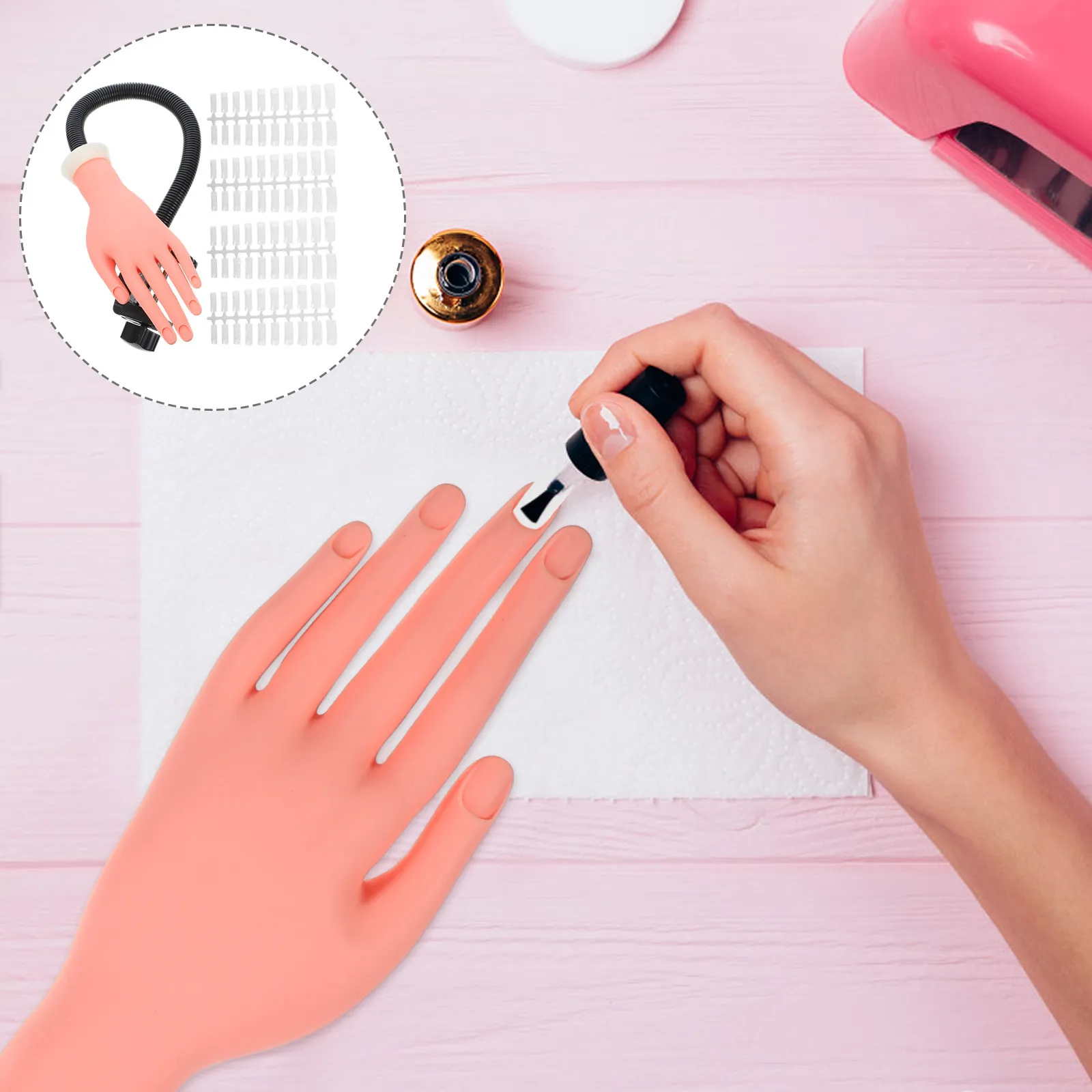 

100 шт. силиконовых подвижных манекенов рук для тренировки маникюра, искусственные ногти, инструменты для маникюра