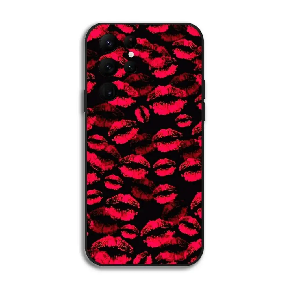 Funda de teléfono Faddish Sexy Red Lip para Samsung Galaxy S25 S24 S22 S23 Ultra S21 S20 Plus 5G