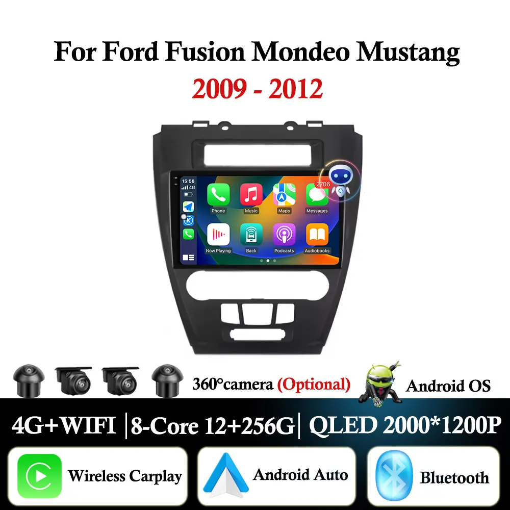 

Для Ford Fusion Mondeo Mustang 2009-2012 Автомобильный радиоприемник Аудио Мультимедийный плеер Android Auto WiFi GPS Navi Bluetooth DSP Стерео