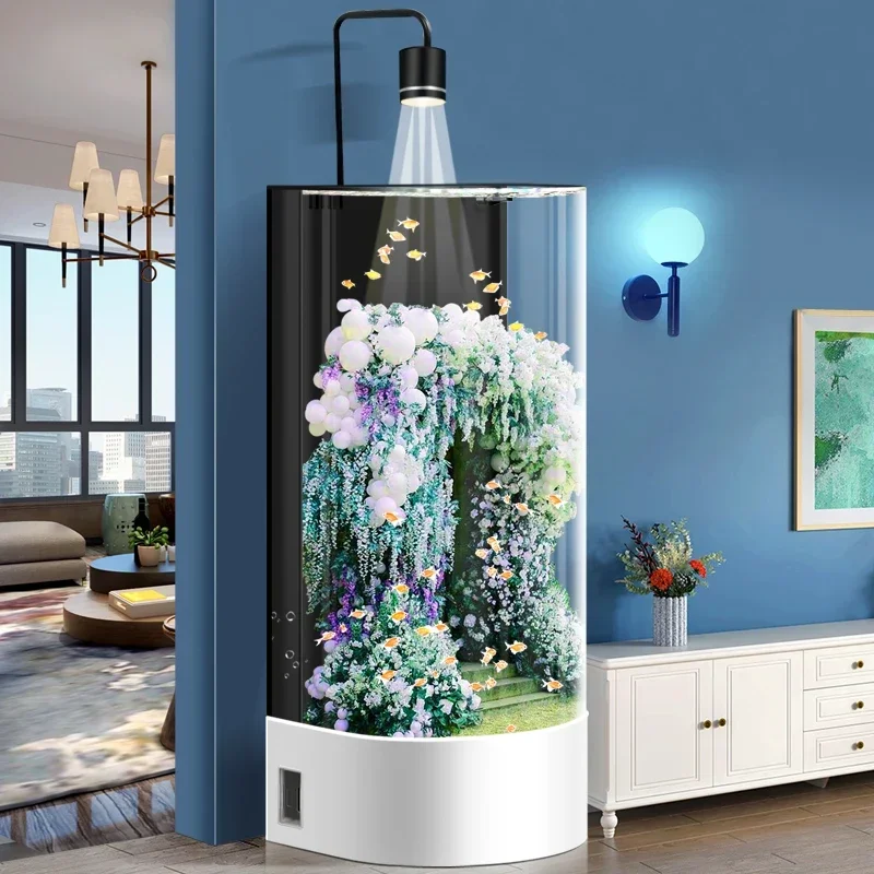 Semi-cylindrical fish tank integrated tank self-circulation floor-to-ceiling small and medium-sized ultra-white glass aquarium