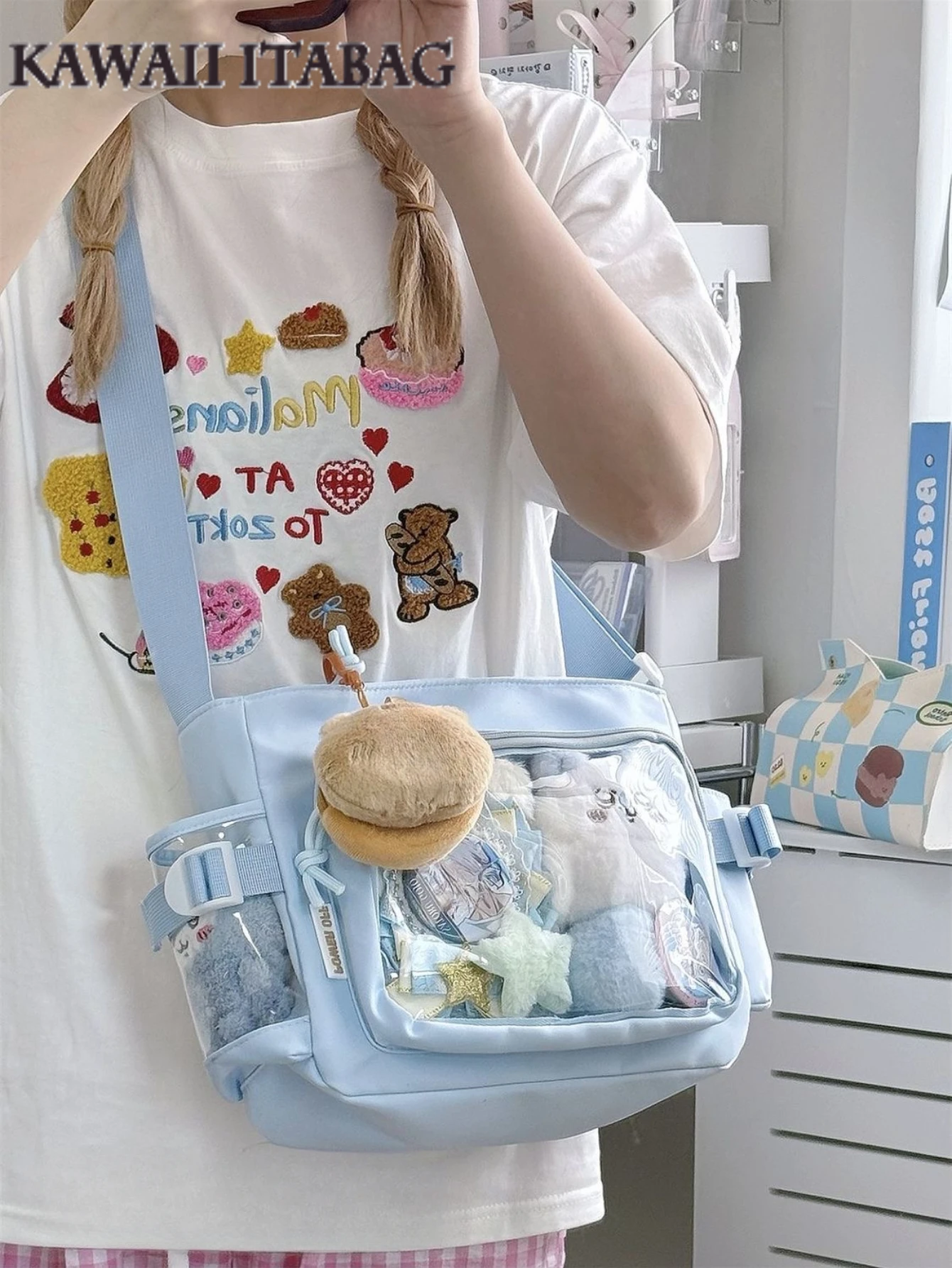 Small Itabag Kawaii Crossbody Bags Simple Basic Style Japanese Girls Ita Bag Clear Transparent Pocket DIY Anime Pins Bag Bolsos