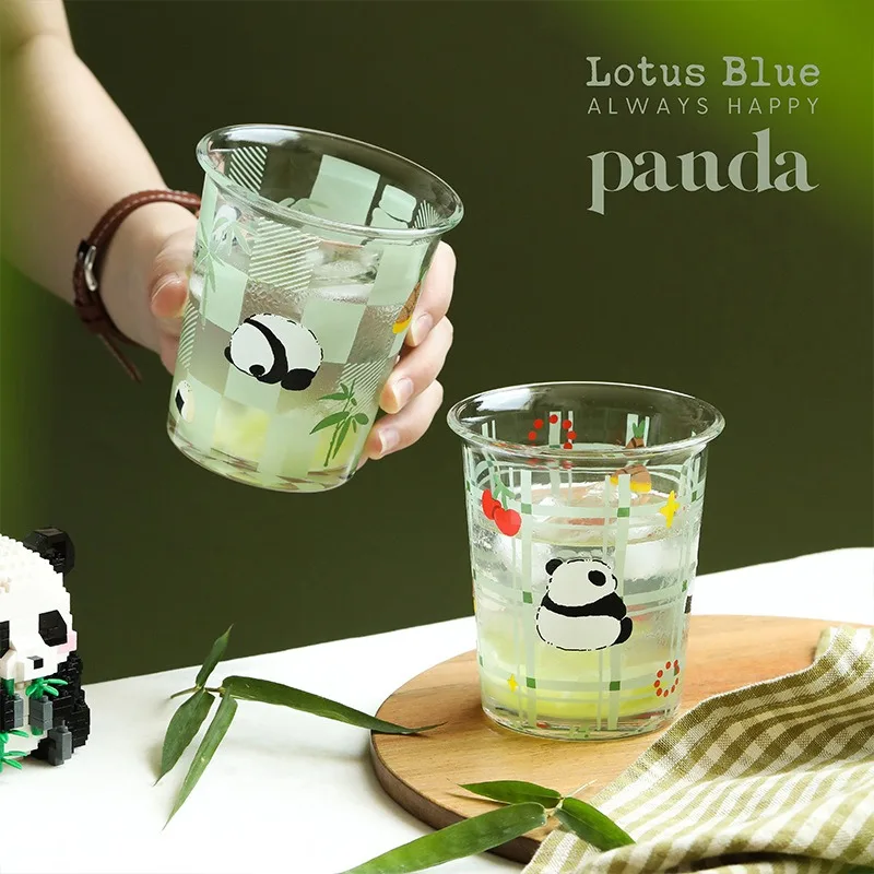 Panda Little Flower Reverse Cup Glass Creative Home Juice Cup Coffee Mug Cool Drink Cup Cute Style Watter Bottle