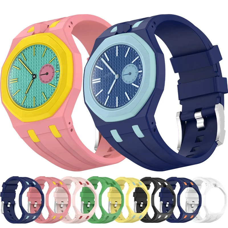 2 In 1 Silicone Strap+PC Case For Swatch X AP Royal Pop Pocket Watch Modification The Integrated band For Royal POP Accessories