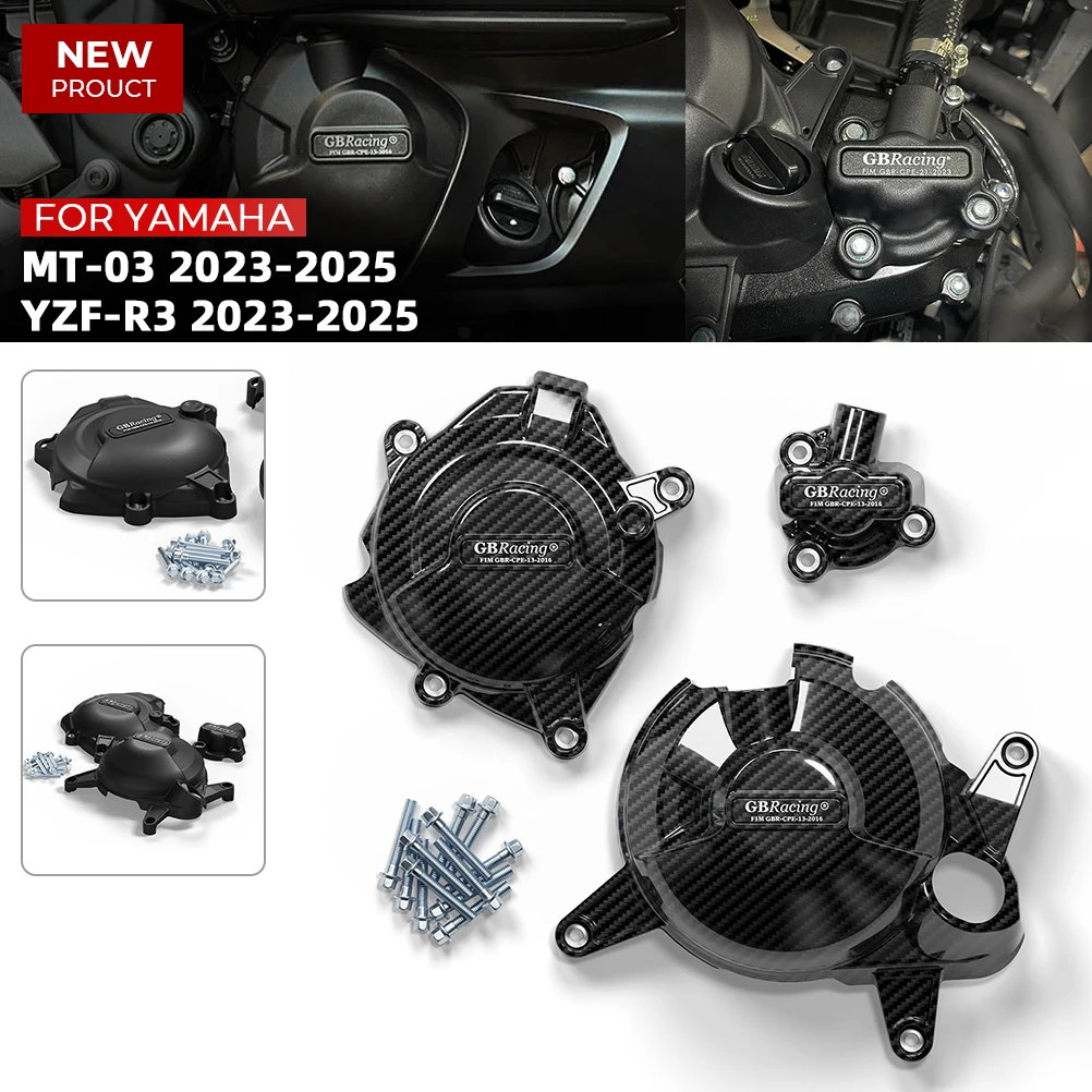 GBRacing محرك دراجة نارية غطاء للحماية مجموعة لياماها YZF-R3 2023-2025 و MT-03 2023-2025 الدراجات النارية الملحقات