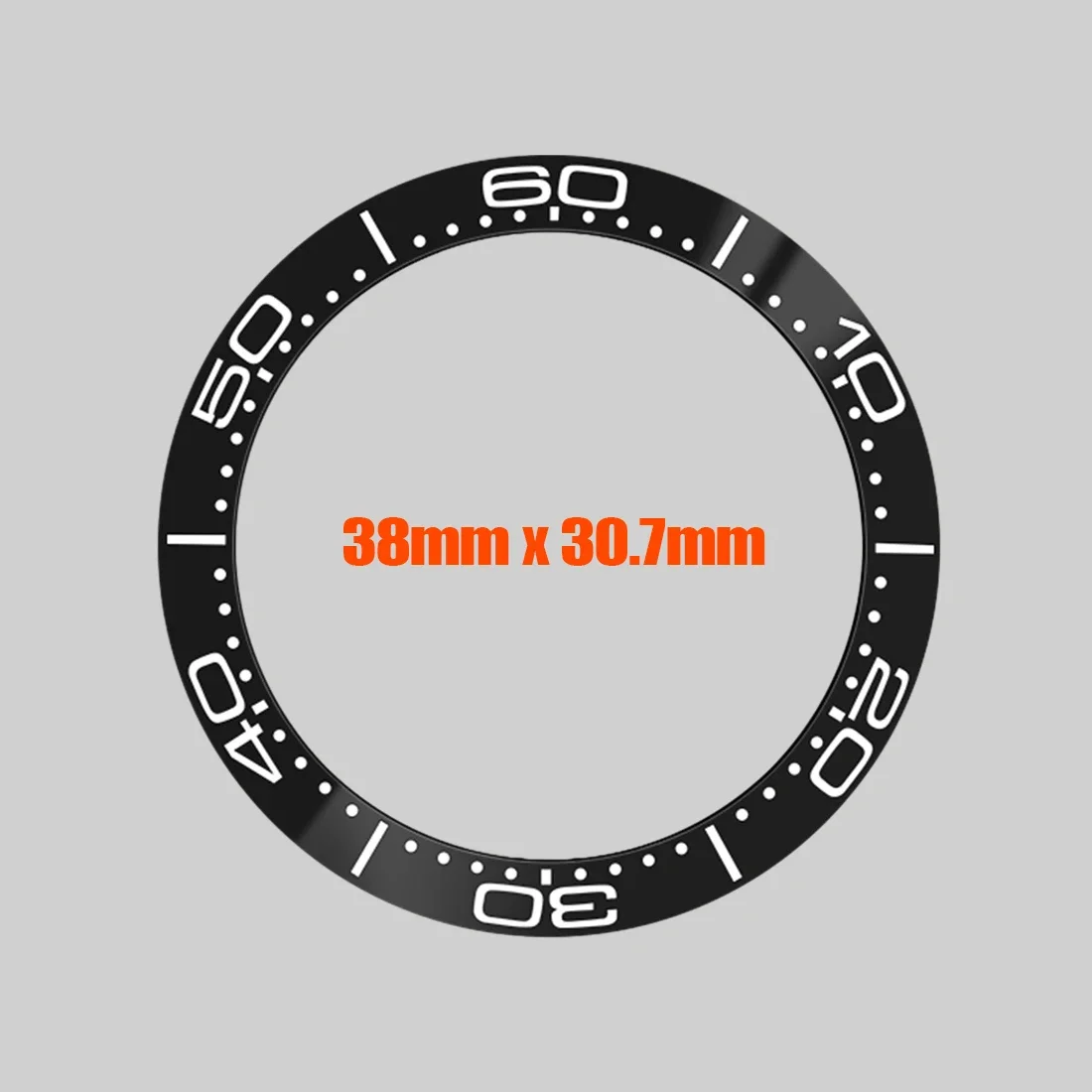 Inserto de bisel de cerámica Seamaster de 38mm x 30,7mm apto para caja de reloj Sub SRPD Seamaster 300 índice de 60 min piezas de anillo de bisel curvo