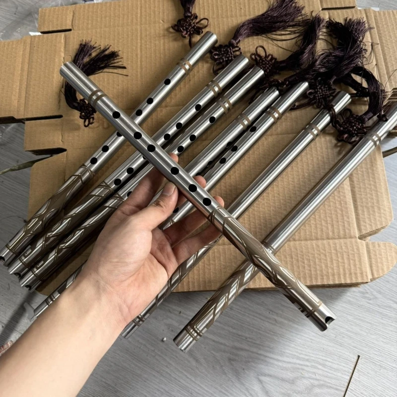 Flauta Dulce de 6 Orificios en Mi bemol, de Metal, Alta Dureza, Flauta Corta, para Adultos, para Tocar, Defensa Personal, Instrumento de Viento Portátil Tradicional