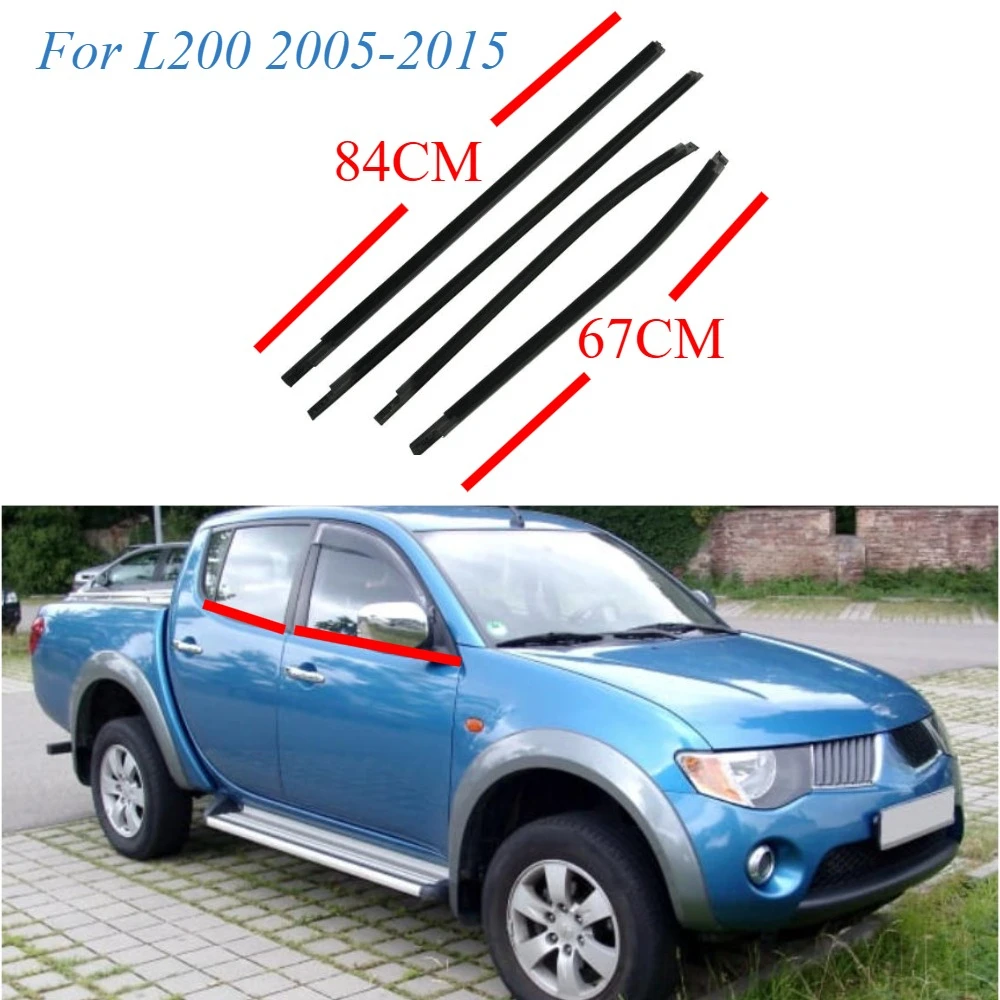 4 Pieces Windows Outside Rubber Seal Shell for L200 2005-2015 KA KB MN117611 84CM 67CM Weather Strips for Triton Laminate