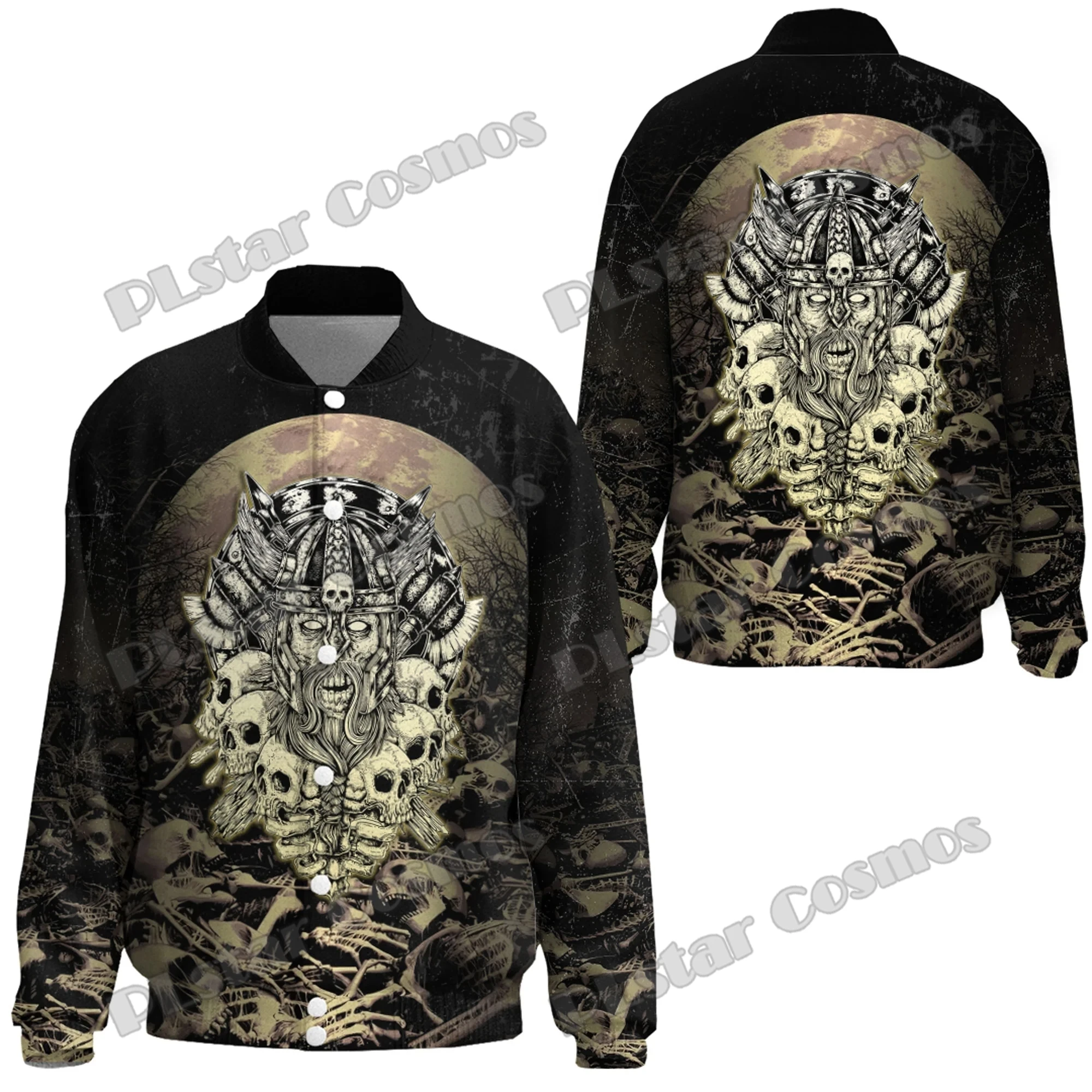 Wolf Warriors and Skull Tattoo 3D Printed Fashion Men's Baseball Varsity Jacket Unisex Casual Winter Baseball Jacket FX32