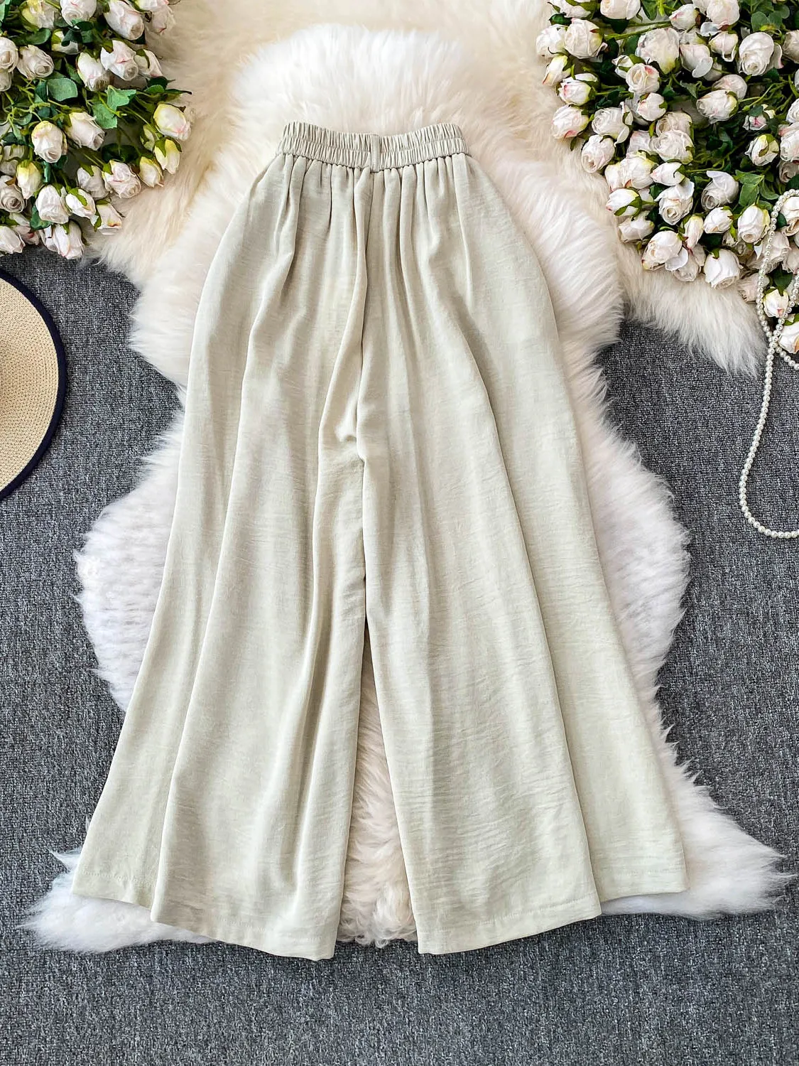 Hohe Taille Bla Breite Bein Hosen frauen Sommer Casual Anzug Lose Vielseitig Gefaltete Lange Hosen Pendeln Sle Koreanische Faion