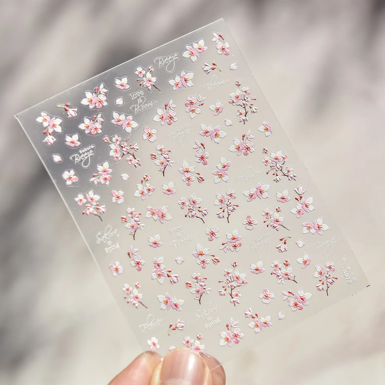 Japanese Nail Parts 5D Reliefs Cherry Blossom Self Adhesive Nail Art Stickers DIY 2025 Summer Flower Manicure Decoration Decals view 5