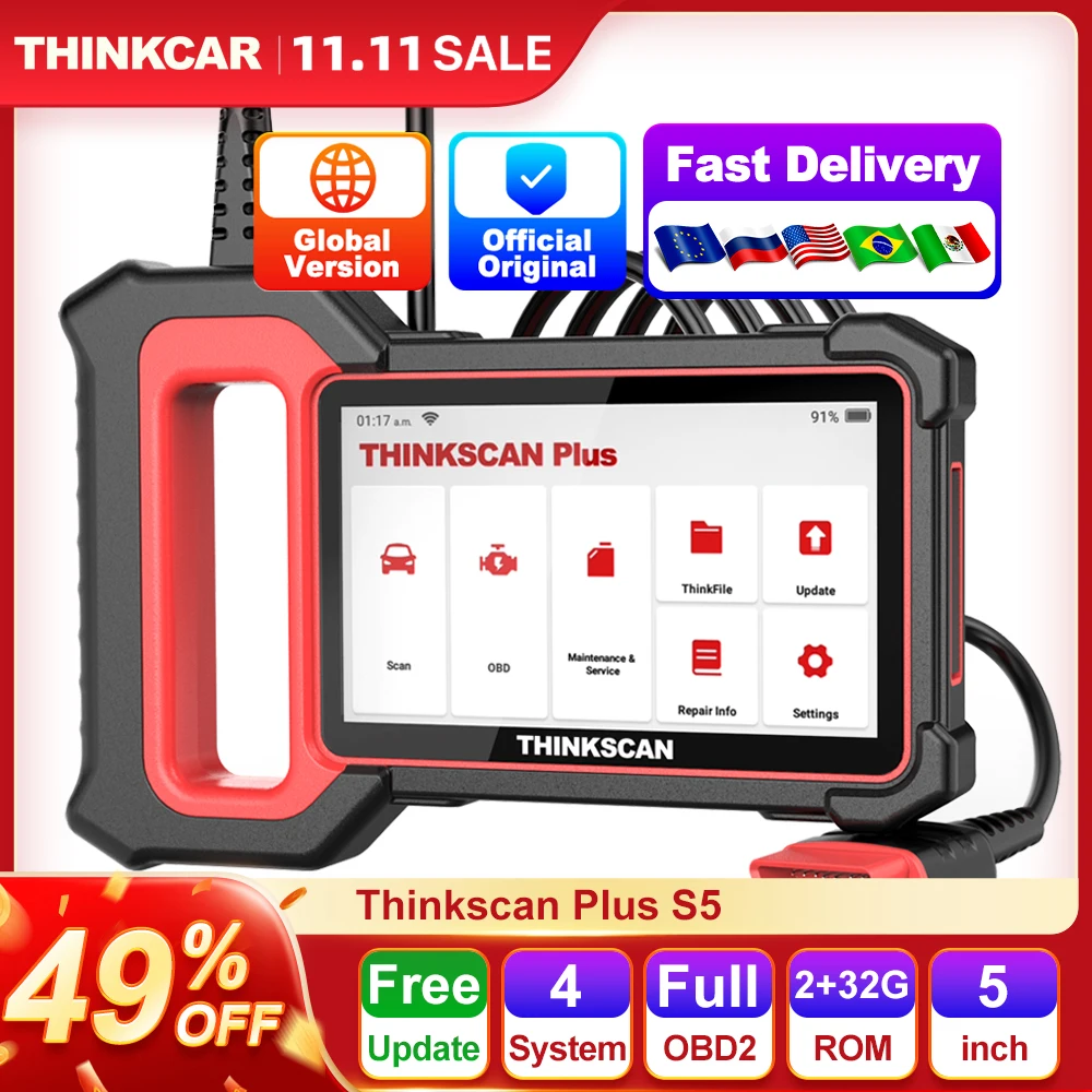 THINKCAR-escáner THINKSCAN PLUS S6 S5 OBD2, sistema de transmisión de motor de coche, lector de código de Error, herramientas de diagnóstico de