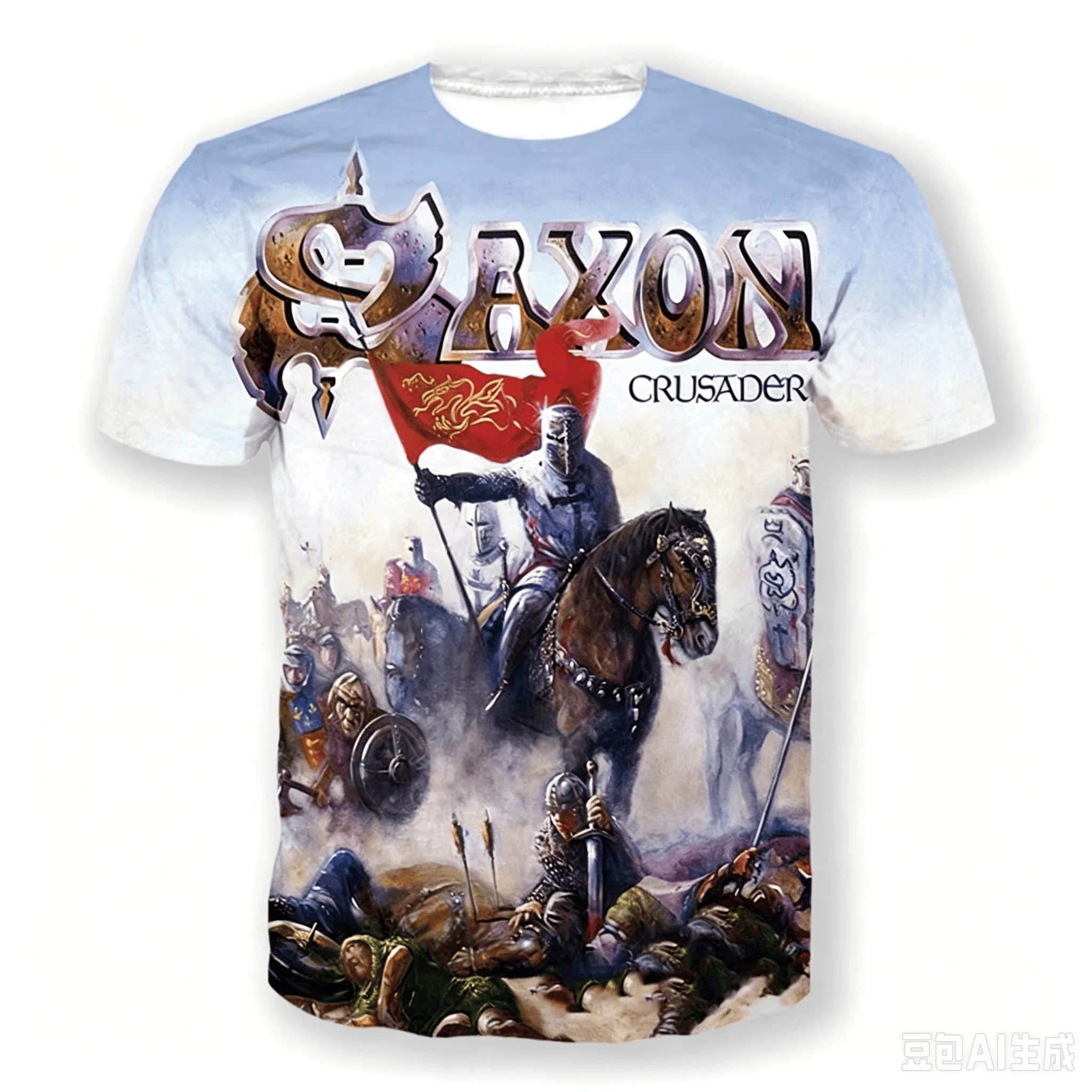 Saxon 3D Print Sport Quick-dry Breathable Men T-shirt Hip-hop Heavy Metal Punk Rock Band Street Casual Fashion Short-sleeve Top