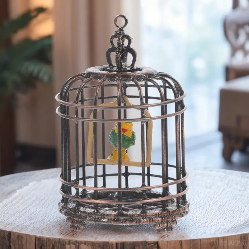 

Mini Birdcage Ornament for 1:12 Scale Mini House Small Bird Cage Decorative Miniature Birdcage Adornment Micro Landscape
