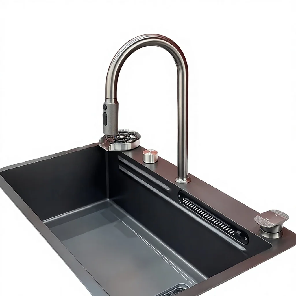 Modern Stainless Steel Kitchen Faucet Flexible Pull-Out Spray 360 Degree Rotate Easy Installation for Hotel Hospital Mall Use