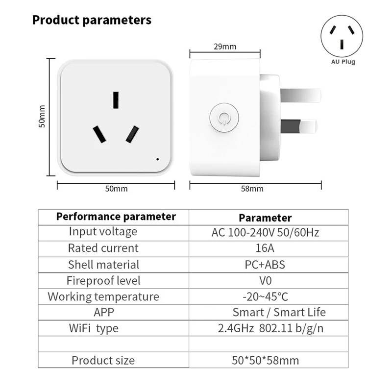 AB15-Zigbee Smart Socket Adapter Tuya Smart Life App Draadloze bediening Timing Power Monitoring Functie Aleax Outlet AU-stekker