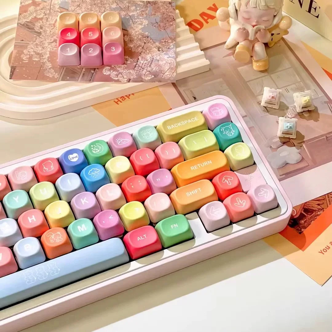 133 Keys Color Gummy Bears Candy Theme MOA Profile PBT Top Print Dye Sub Keycaps for 61/64/68/87/98/104  MX Mechanical Keyboards