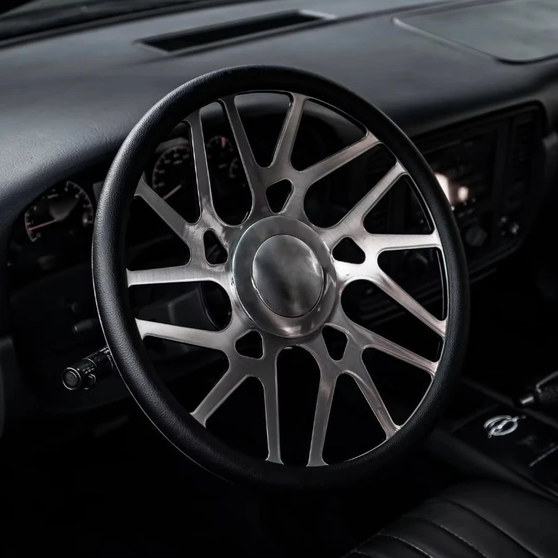 Custom Vintage Brushed Silver Steering Wheel 6061 T6 Alloy  Leather Grip 15 Inch Car Steering Wheel for Classic Car