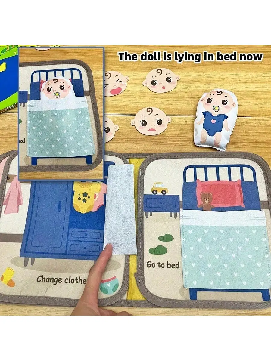 Montessori Baby Busy Book,Baby Cloth Book Learning Toys,1 Set Baby Cloth Book Learning Toys, Tear-Resistant, Educational Toy, 6