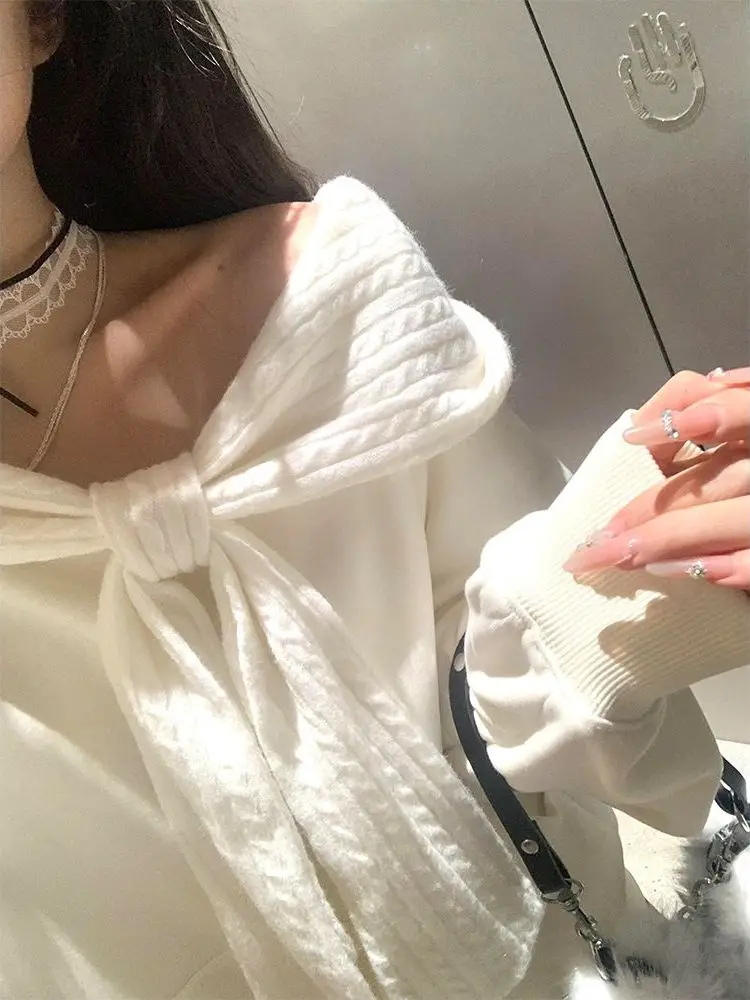

Retro Korean ey One-oulder Hoodie Women's Loose Design Fce-Lined Versatile Winter Sweatirt with awl Collar