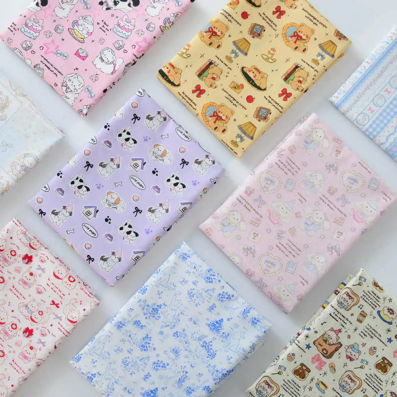 30 Count Cotton Cartoon Cute Cats Print Class A Level Fabric Kid's Clothing DIY Sewing Needlework Material