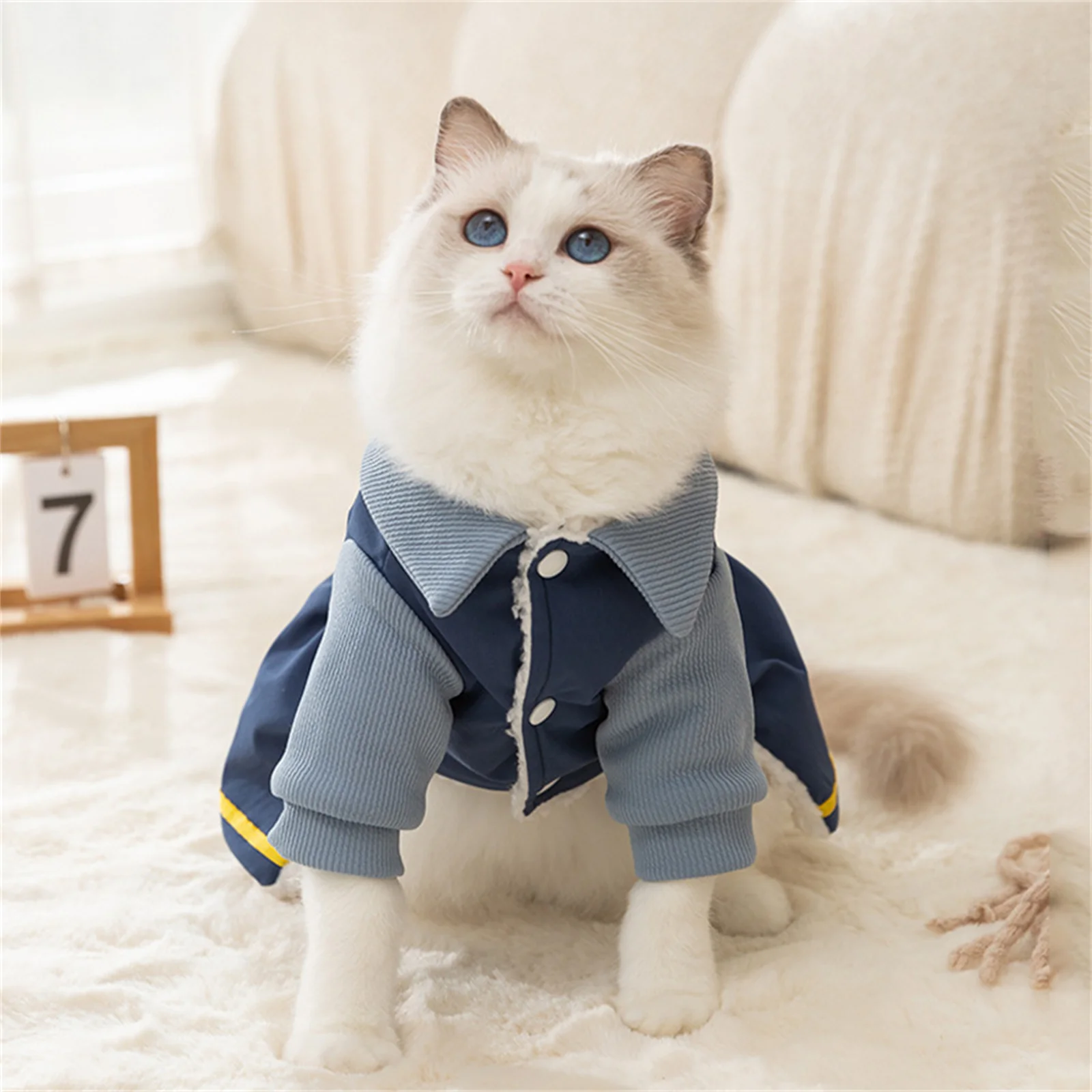 

Navy Suit Costume Student Uniform With Red Bow-Knot Cute Skirt Warm Clothes For Cats And Dogs