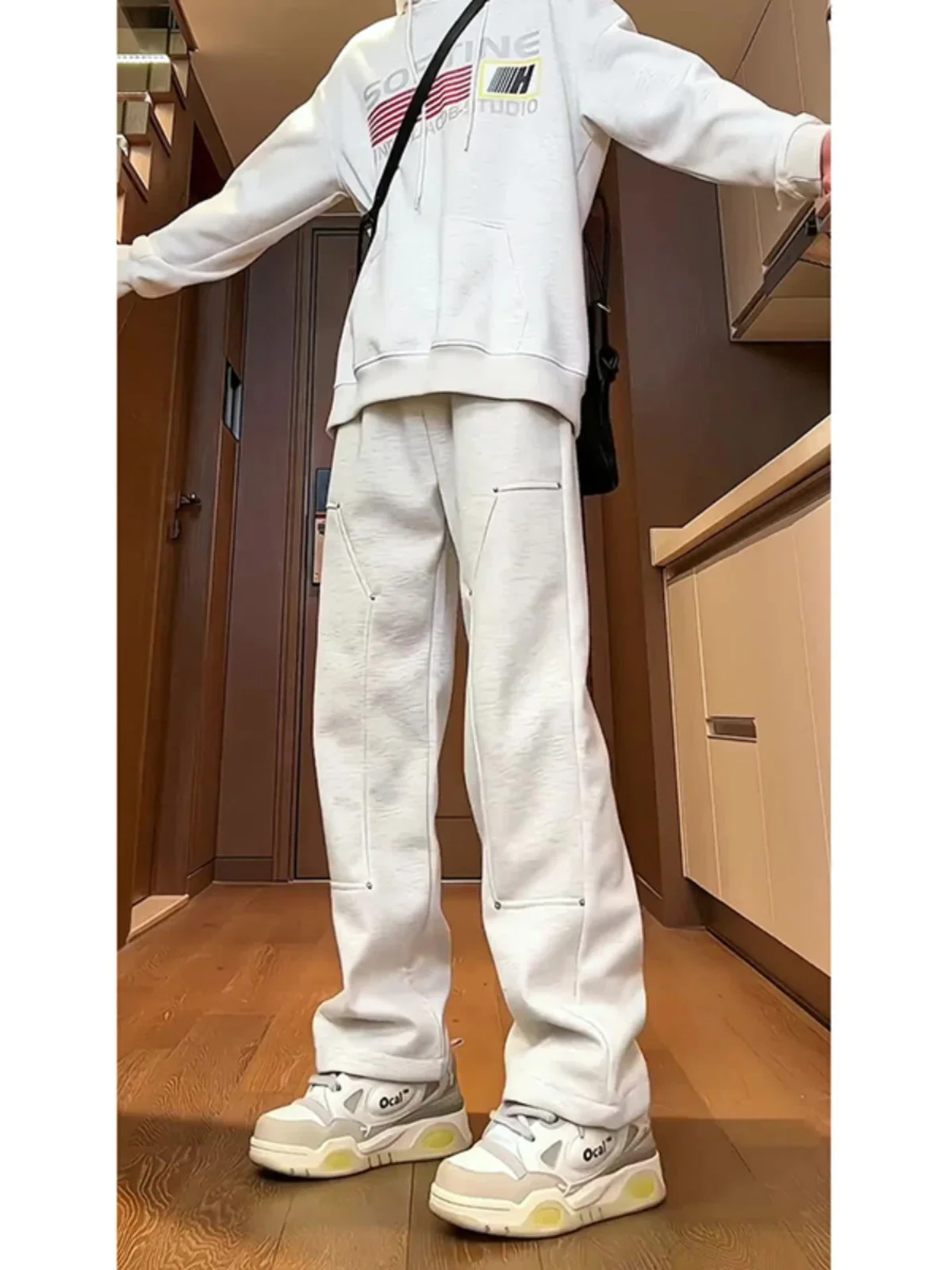 

Мужские спортивные штаны на подкладке Fce, винтажные американские спортивные брюки, тяжелые брюки до колена с цветочным принтом, повседневные брюки