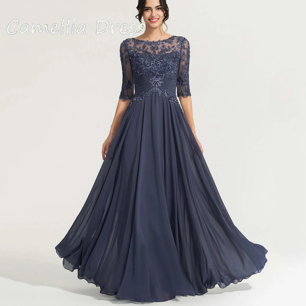 

2024 Summer Female Dress Wedding Party Dresses Lace Chiffon Mother of Bride Dresses with Pleat Robe De Soirée