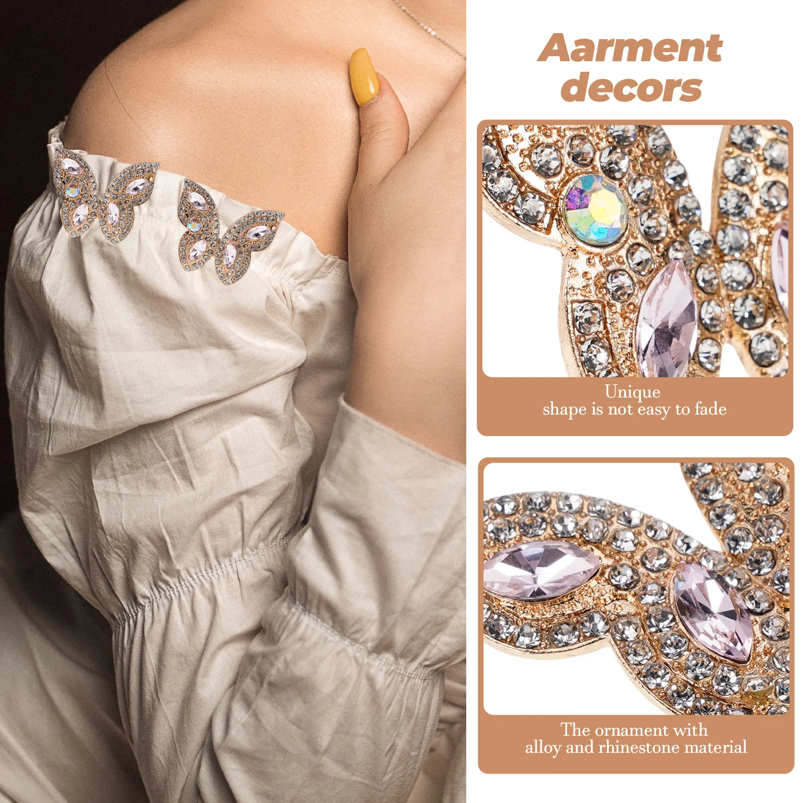 

Rhinestone Butterfly Gemstone Alloy Applique Patch Shoes Clothing DIY Craft Supplies Handbag Decorative Garment Accessories