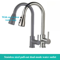 New stainless steel kitchen faucet with single hole pull-out spout, dual-mode outlet faucet, 360 ° rotating cleaning faucet