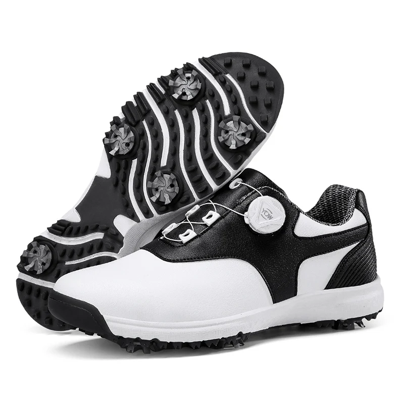 

Mens Womens Golf Shoes Leather Sneakers Flat Walking Outdoor Professional Golf Shoes Big Size Black White
