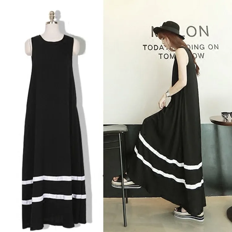 

Свободный женский жилет-платье в пол, в полоску, А-силуэт, для взрослых, из полиэфирного волокна, без бренда, для повседневной носки, весенний сезон