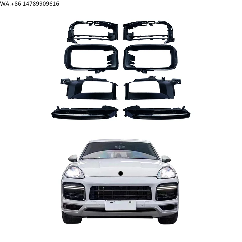 

2019-2023 9Y0 Car Modification Upgrade GTS Front Bumper Grille Double Bar Lights Fog Light Cut-Outs Universal Fitment ForBody Ki