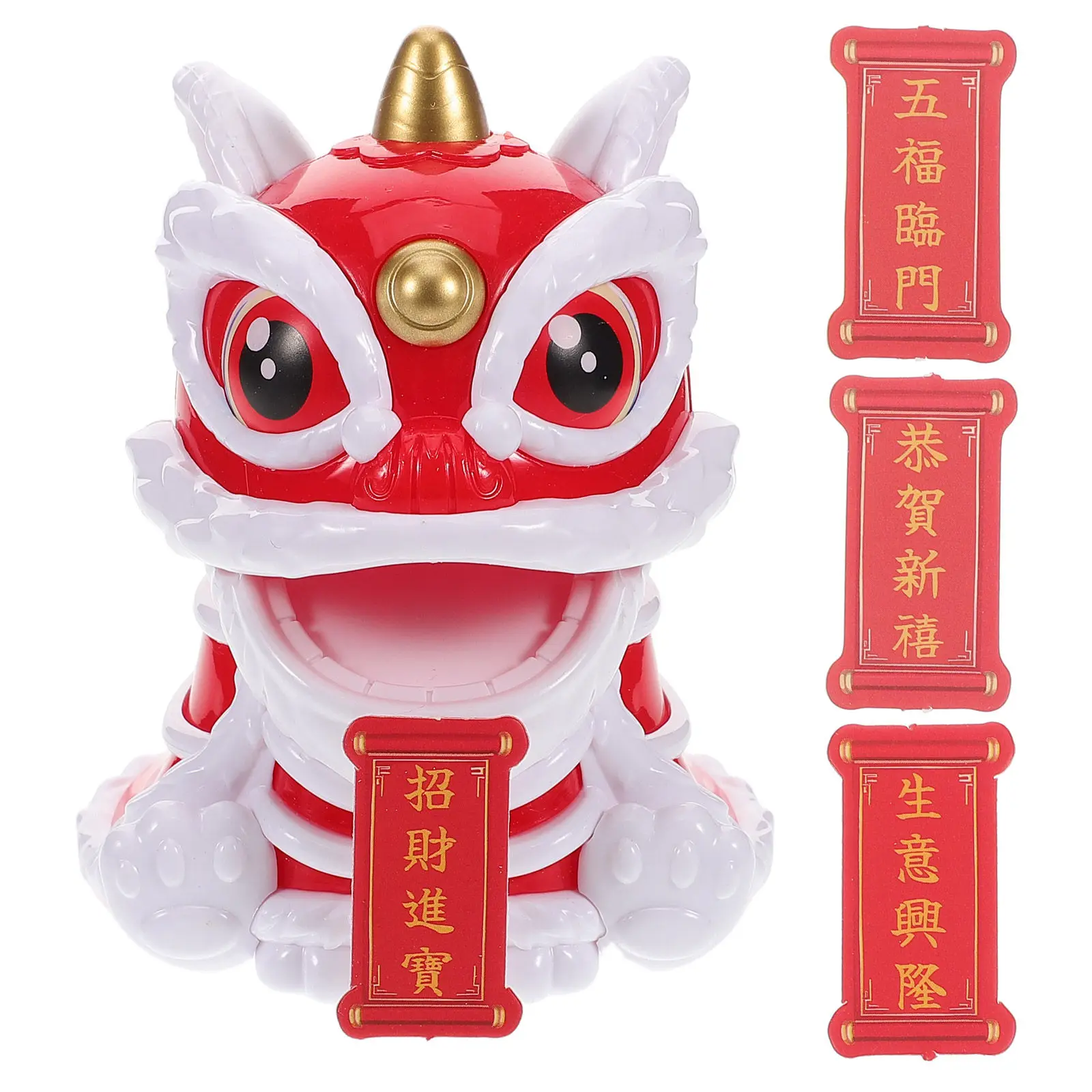 Lucky Solar Lion Bobblehead Ornament Chinese Style Dashboard Decoration for Car Home Interior Rocking Symbol New Year