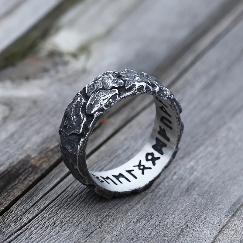 Freeshipping Retro 316L Stainless Steel Viking Runes&Knot Ring For Man Women Fashion Jewelry Couple&Wedding Gift