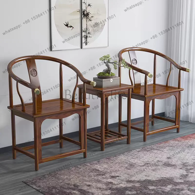 PG armchair three-piece set solid wood backrest Chinese official hat Taishi home leisure chair