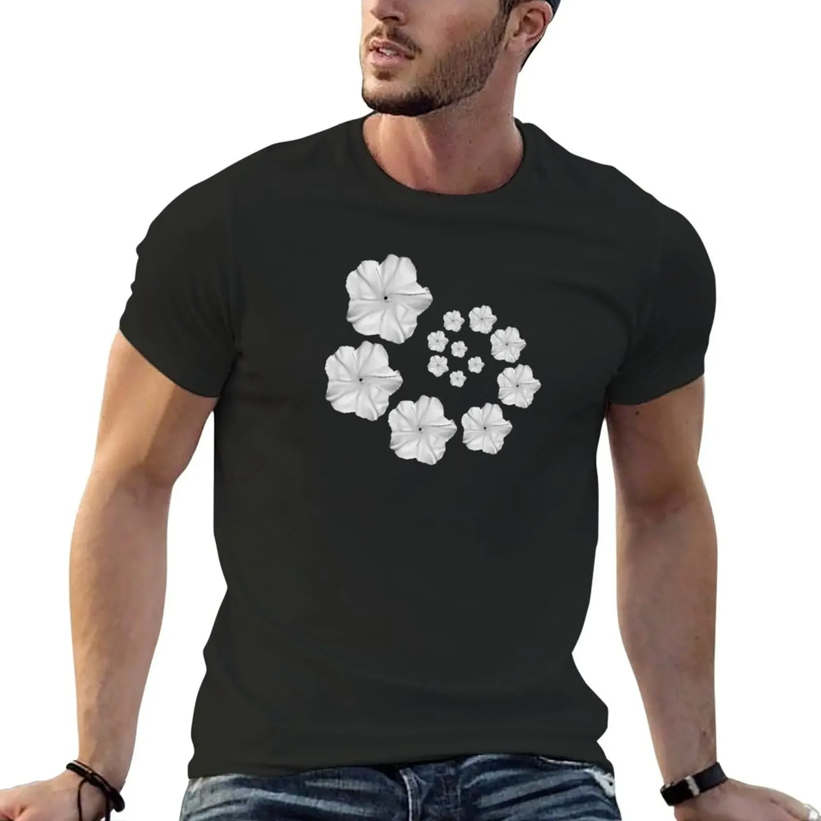 Moonflower Spiral in Black and White T-Shirt luxury clothing labubu graphics man t shirt luxury clothes men