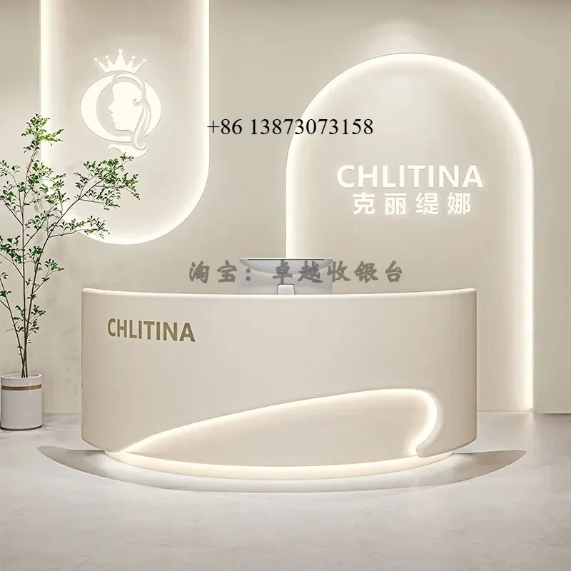 

Beauty salon fiberglass checkout page Simple environmentally friendly clothing, reception bar company, curved front desk9344