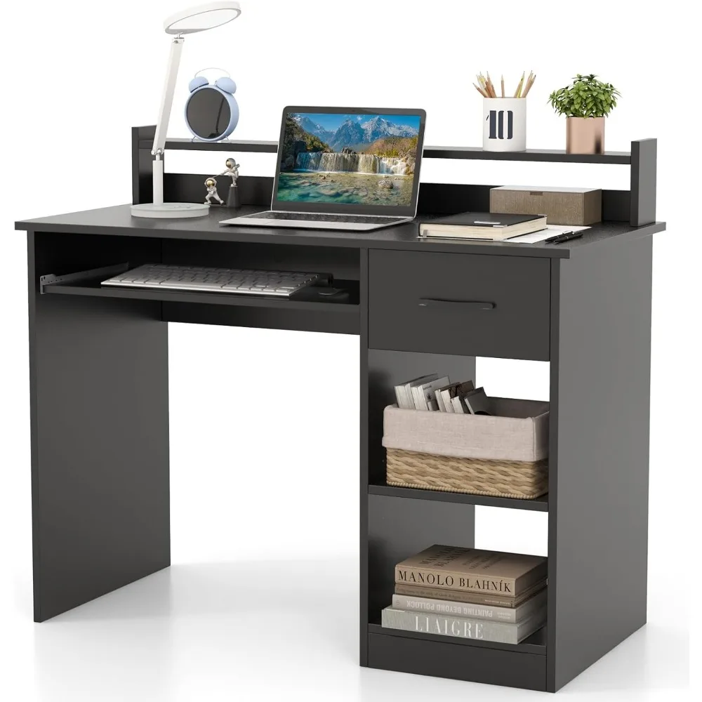 

Computer Desk with Monitor Stand, Home PC Office Desk with Keyboard Tray, Drawer & CPU Stand, Study Writing Desk Home