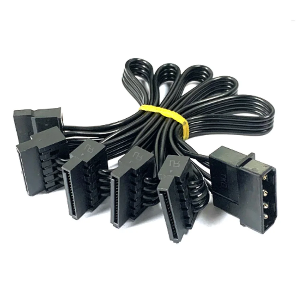 Molex 4 Pin 1 to 5 SATA 15 Pin Hard Drive Power Supply Splitter Cable Cord 78cm