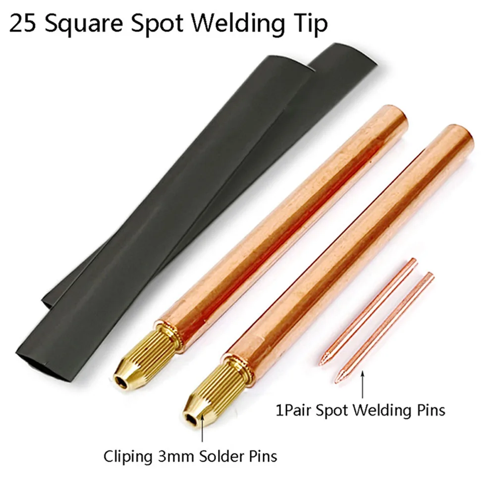 1set 25 Square Spot Welding Pen Battery Spot Welder Handheld Copper Belt 3mm Core DIY Point Touch Pen For Hand Crank Generators