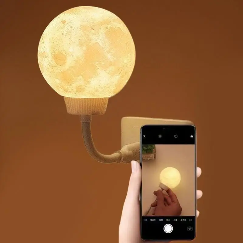 USB Moon Night Light Voice Activated Moon Bedside Lamp 3 Colors Changing Night Light Suitable For home Bedroom Decoration
