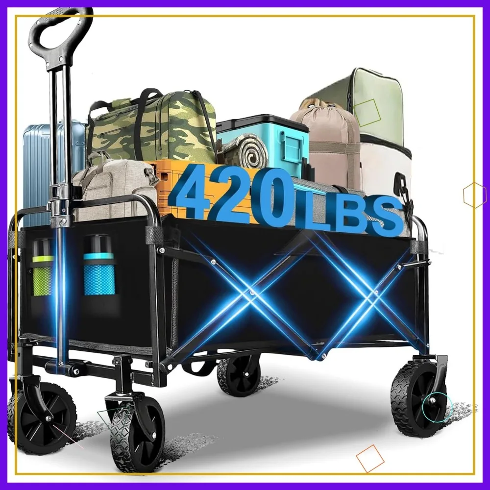 

Складная универсальная тележка с вездеходными колесами, грузоподъемность 420 фунтов для покупок на пляжный кемпинг