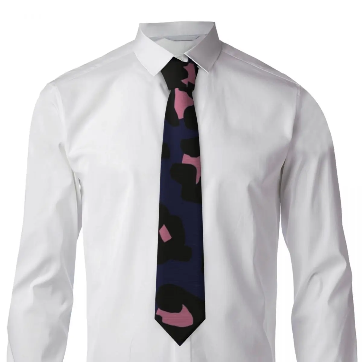 Navy And Pink Leopard Print Necktie for Men Silk Polyester Slim Neck Ties Wedding Accessories Tie Casual Gravatas