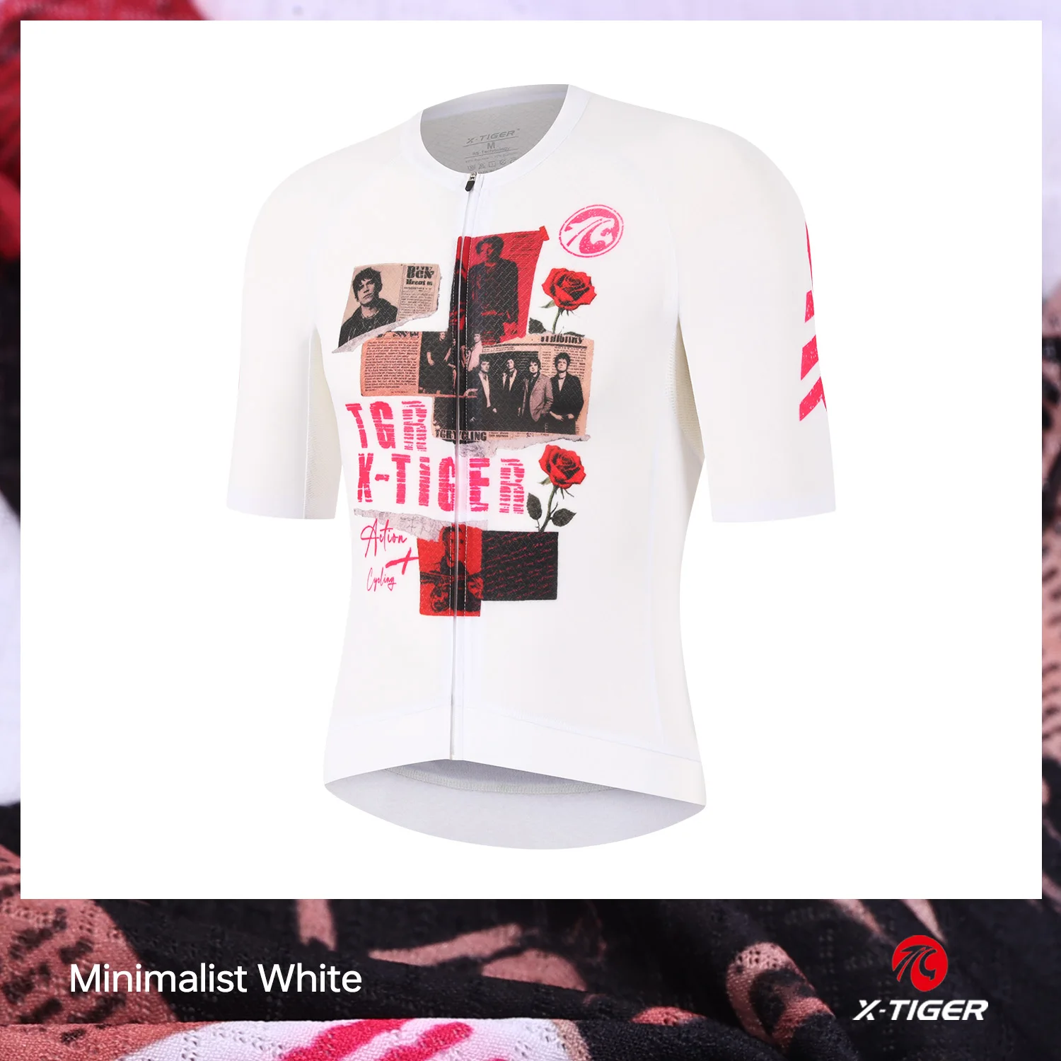 

X-TIGER Men Cycling Jersey Rock Punk Style Summer Short Sleeve Jersey Slim Fit Antibacterial Deodorant Designed for Cycling