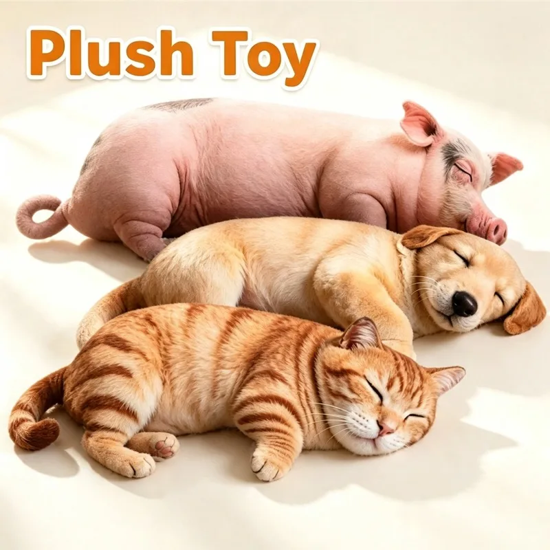 40cm Realistic Pig Plush Toy Cute Funny Animal Stuffed Pillow Soft Dog Cat Sleeping Cushion Creative Home Decor Birthday Gift