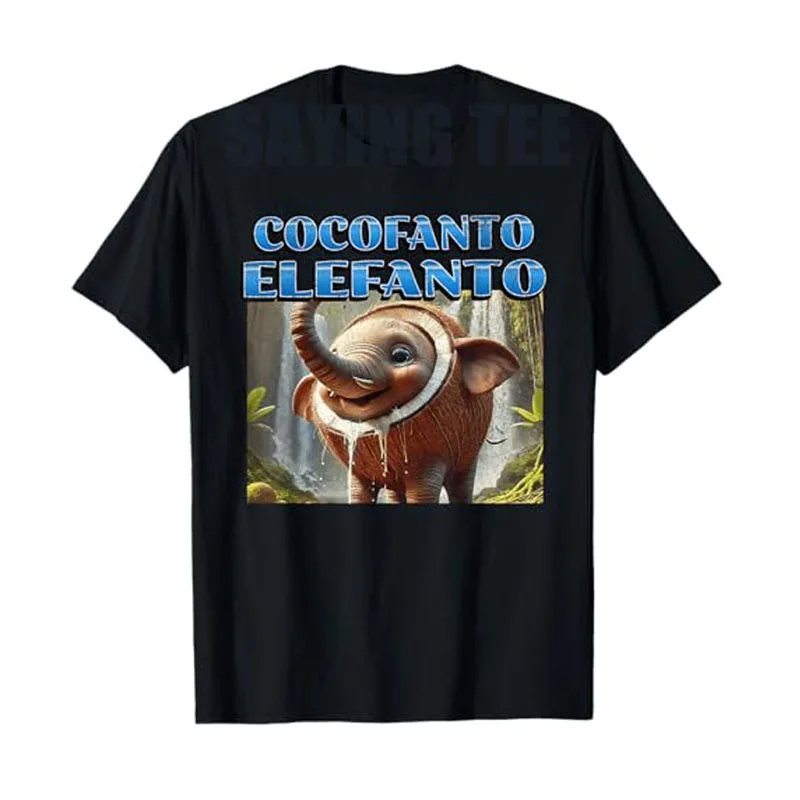 

Cocofanto Elefanto Funny Italian Brainrot Meme Graphic T-Shirt Humor Bootleg Short Sleeve Blouses Cute Elephant Saying Tee Y2k