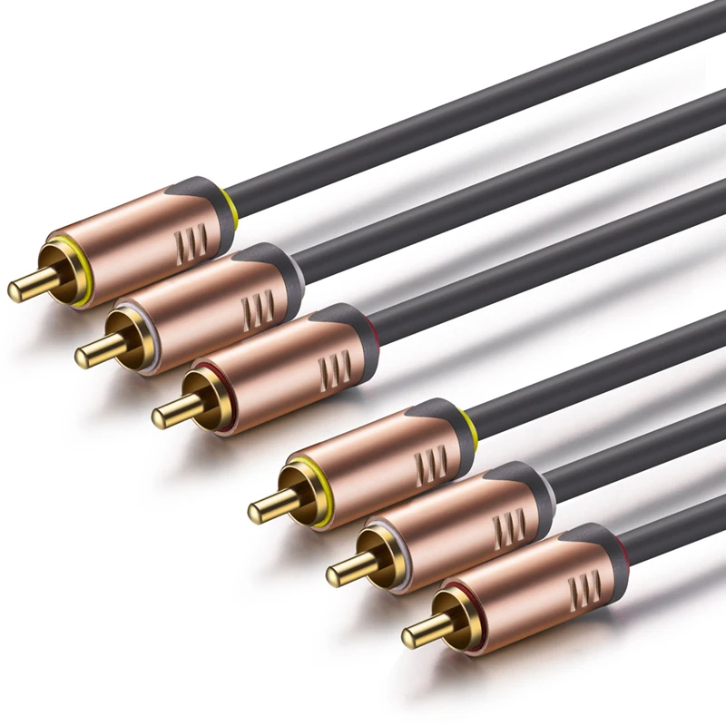 Silver-plated copper RCA connector 3-to-3 audio/video cable for connecting DVD set-top boxes, game consoles, and TVs AV cable