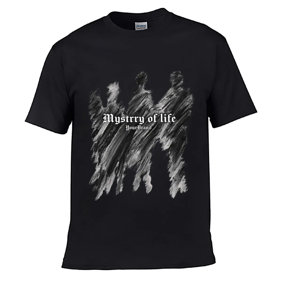 Mystery Of Life Yourbrand Black Brush Silhouette Figures Loose T-shirt Casual Tee